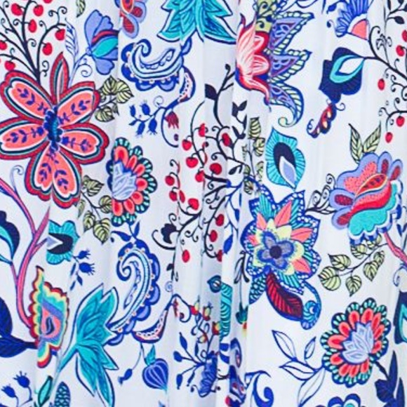 MILLY FOR DESIGNATION Dress Maxi Empire Waist Bohemian Blue Floral Small - Picture 6 of 7